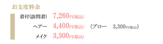 スタジオリアンの留袖・訪問着レンタルの別途料金